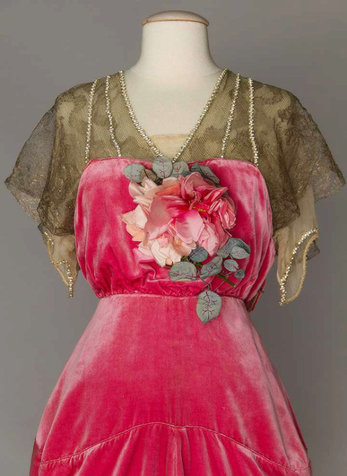 Raspberry Velvet Gown Paris c. 1910-1914