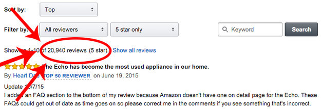 But when I recently looked up the Echo, it had over 20,000 five-star reviews. I became *very* intrigued.