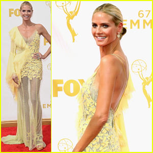 Heidi Klum Goes Yellow on the Red Carpet at the Emmys 2015!