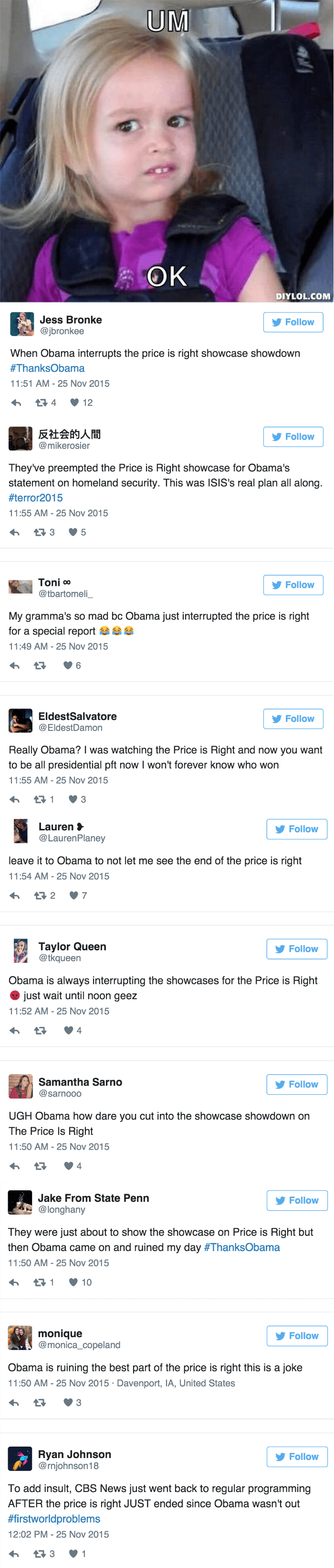 social media fail POTUS interrupts ending of Price is Right and pays a price on Twitter
