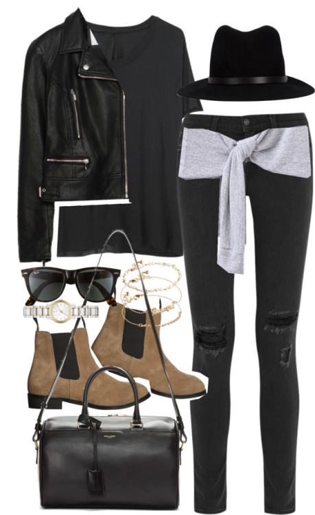 Outfit with suede boots by ferned featuring a faux leather biker...