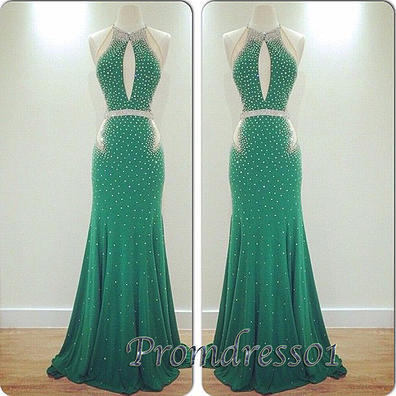 Green chiffon prom dress