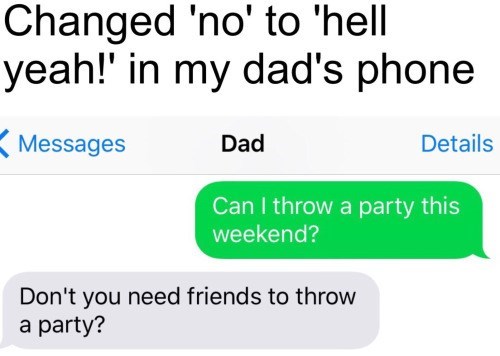 funny fail image dad ruins text prank with reality