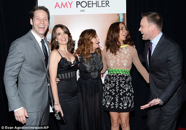 Happy: Sisters is about two siblings who decided to throw a huge party before their parents sell their house; (L) Ike, Tina Fey, Amy Poehler, Maya Rudolph and director Jason Moore on December 8 at the premiere in NYC
