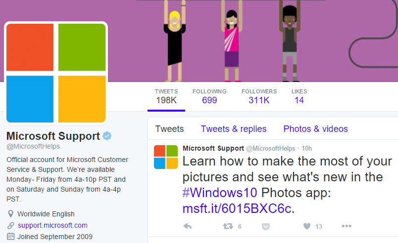 Microsoft Support Twitter
