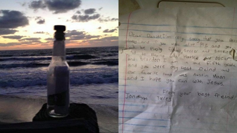 image message friendship A Man Found a Message in a Bottle From a Fifth Grader That Will Break Your Heart