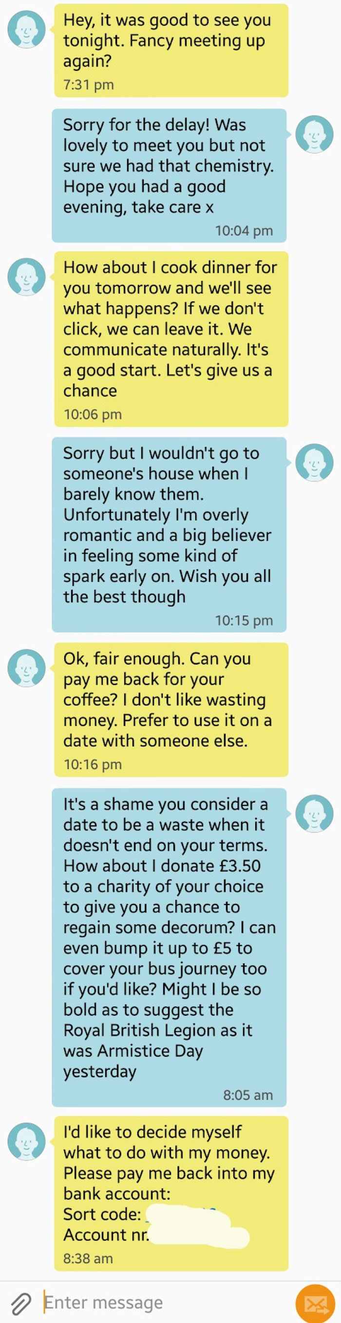 funny fail image tinder date wants his coffee money back
