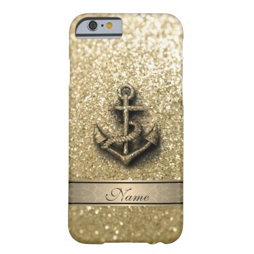 Elegant cute girly faux glitter anchor monogram barely there iPhone 6 case