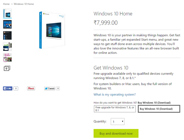 Windows 10 home price