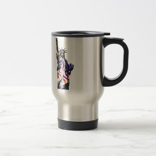 Statue Of Liberty American USA National Flag Indep Travel Mug