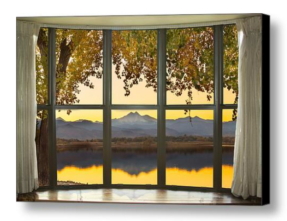 Rocky Mountain Golden Reflections Bay Window View Canvas Print