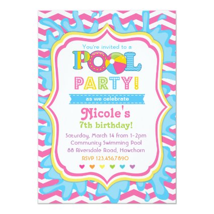 Pool Party Invitation 5" X 7" Invitation Card