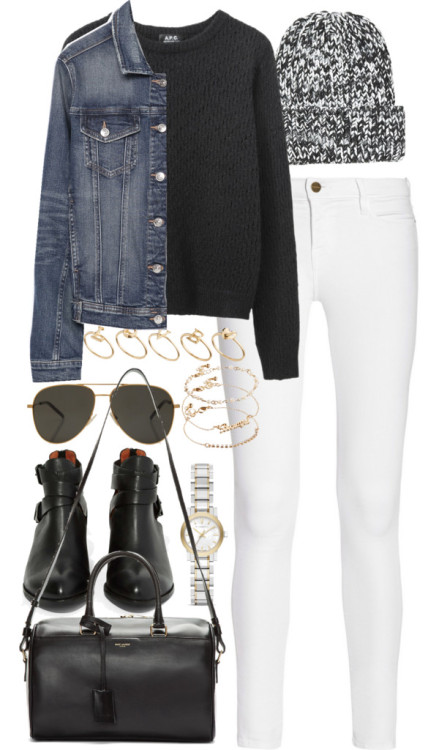 Outfit with white jeans by ferned featuring TopshopA P C...