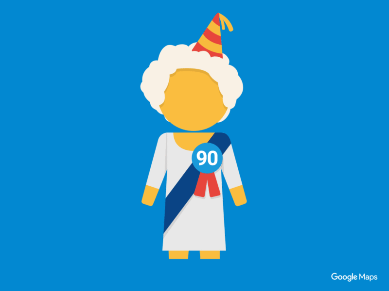 Queen Elizabeth II Google Maps 90th birthday Pegman