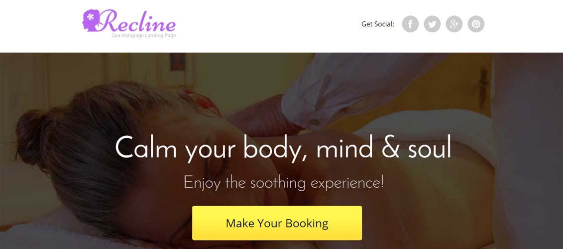 Recline - Spa Instapage Landing Page Template