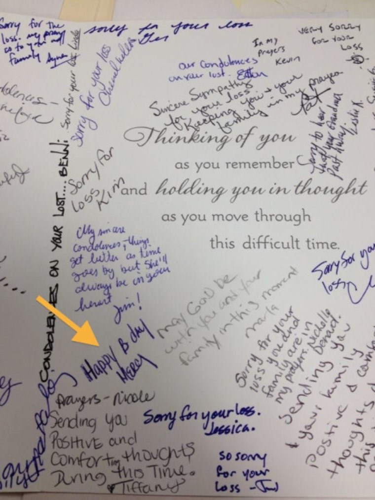 funny fail image coworker signed condolences card with happy birthday message