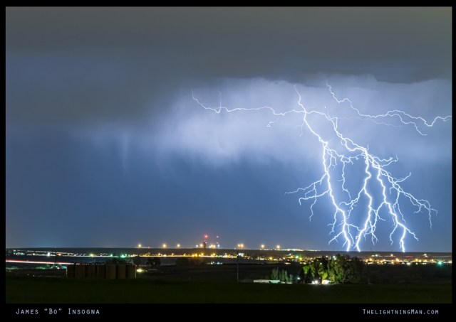 Northeast Colorado Lightning Strike and City Lights