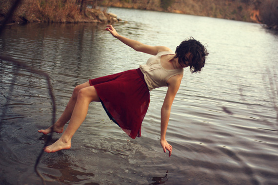 levitating over lake
