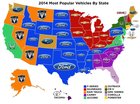 Most popular new vehicle in each state in 2014[730x546]