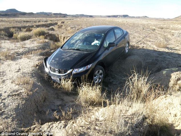 Off course: 'There was some sort of paranoia,' Kuehn told the publication. 'I'm guessing from what happened he thought someone was chasing him'; here is a photo of his car that was found in Utah