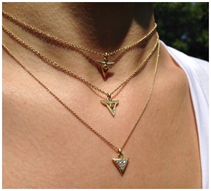 Gold and diamond necklaces from Lisa Kim's newest collection. The Seabeast. Perfect for layering.