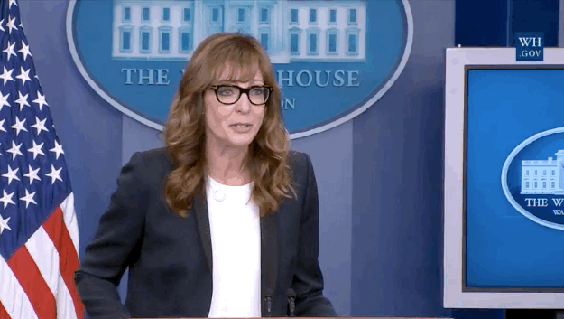 She even had an explanation for the whereabouts of the usual spokesperson, Josh Earnest: "Josh is out today. He has...I believe it's a root canal."