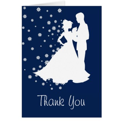 Silhouettes Navy Blue Wedding Thank You Greeting Card