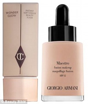 We are big fans of illuminating primer such as Charlotte Tilbury Wonderglow Instant Soft-Focus Beauty Flash Primer (left) and Giorgio Armani Maestro Fusion Makeup SPF15 (right)