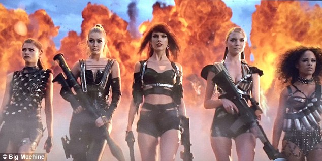 Squad goals: Bad Blood - directed by Joseph Kahn - famously featured her friends Zendaya (L), Gigi Hadid (2-L), Hailee Steinfeld, Karlie Kloss, Jessica Alba, and Cindy Crawford