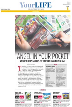 SavingsAngel.com featured in the business section of the Grand Rapids Press