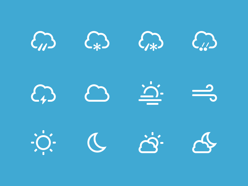 12 Weather Icons PSD