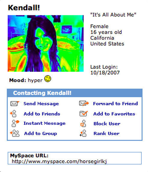 When Kendall Jenner was on Myspace her user name was "horsegirl."