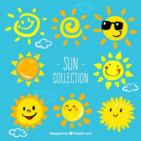 16 Cartoon suns collection