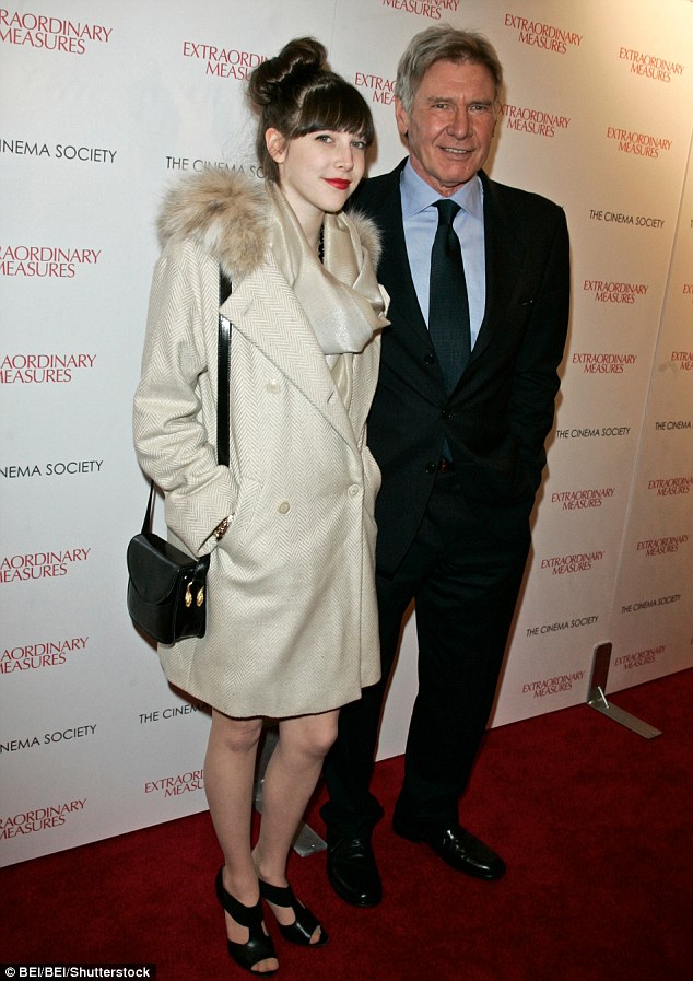 His hero: Harrison Ford revealed his daughter Georgia has been battling epilepsy, as they were pictured together at a premiere in New York City back in January 2010