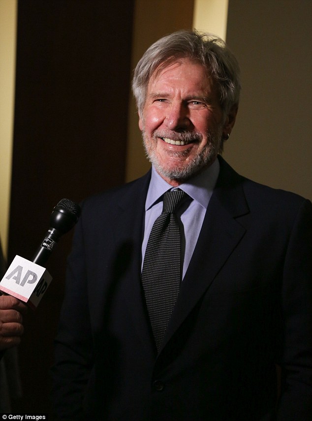 Aww: Harrison gushed about his daughter as he said: 'She [Georgia] is joining me to thank FACES. I admire a lot of things about her. I admire her perseverance, her talent, her strength. She’s my hero. I love her'