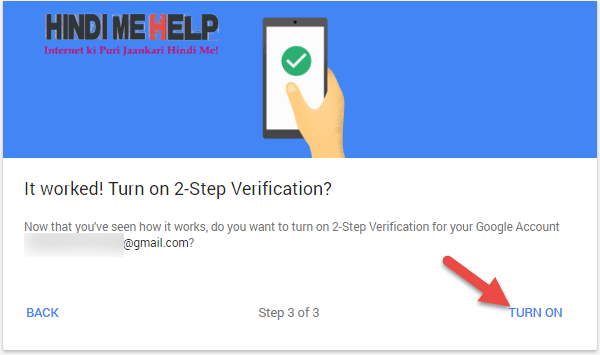 turn on kare 2 step verification gmail account me