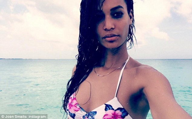 Bikini babe: Joan shared a selfie in a pretty floral bikini after taking a dip in the Bahamas ocean