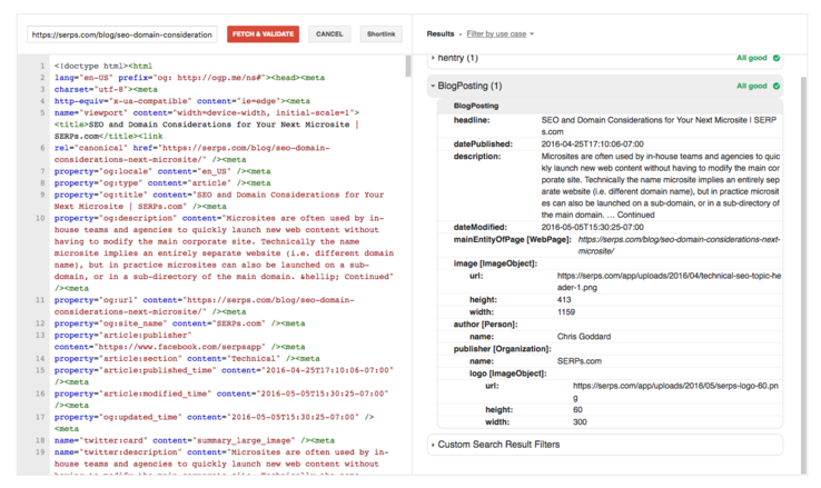 google structured data testing tool validates dynamically generated JSON-LD