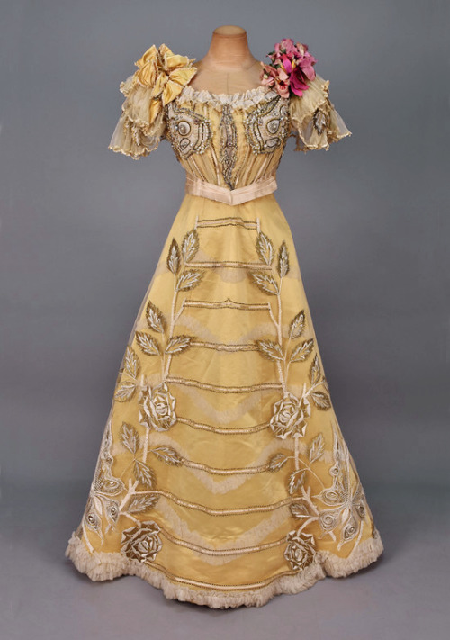 Duval & Eagan Evening Dress with embroidery c. 1889