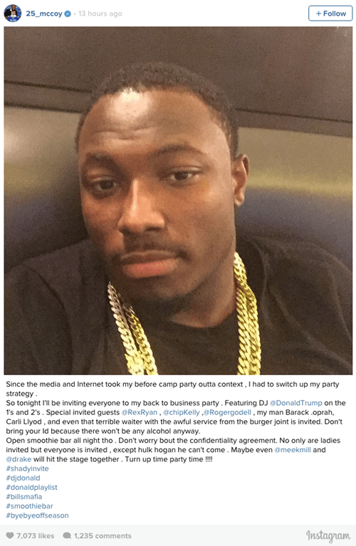 social media win LeSean McCoy Tries a New ‘Party Strategy’ And It's Perfectly Hilarious