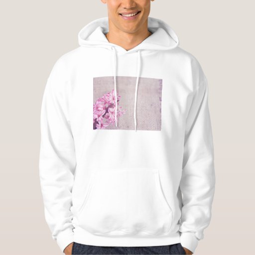 Pink Hyacinth on White Knit Hooded Pullover