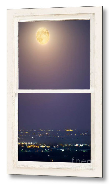 Super Moon Over City Lights Window Views