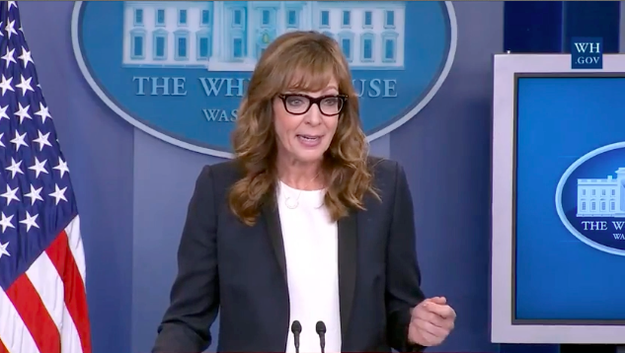 Yes, to the delight of The West Wing fans/nerds everywhere, Allison Janney showed up for a surprise White House visit to briefly reprise her iconic role as press secretary C.J. Cregg, aka everybody's favorite character.