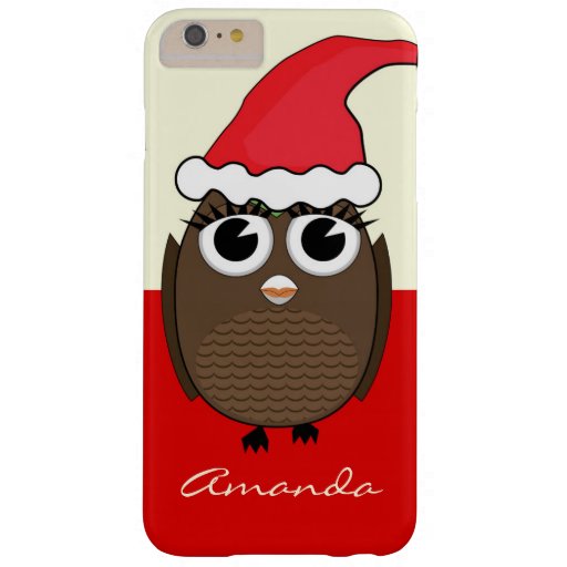 Cute Owl with Christmas Cap - Red Barely There iPhone 6 Plus Case