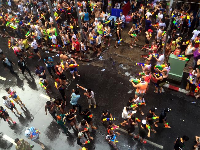 Revellers douse each other with water during the Songkran &quot;water&quot; festival.