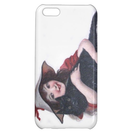 Cute Witch Black Cat Bat Cover For iPhone 5C