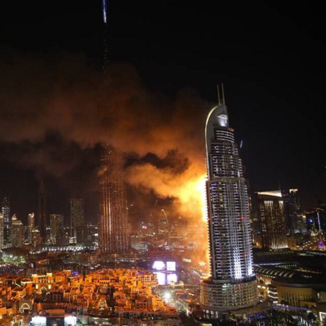 Fire breaks out at Address Hotel in Downtown Dubai