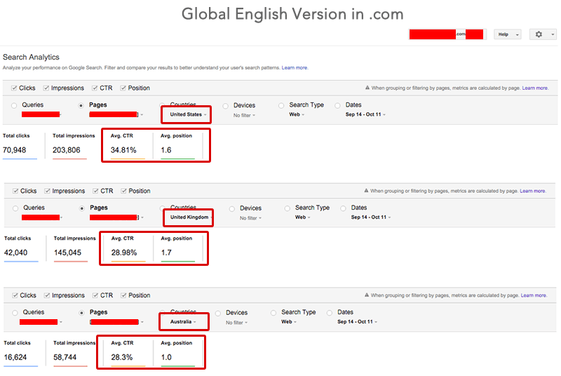 Global English Version in .com