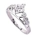 ORIGIA 18k White Gold Plated 925 Sterling Silver Cubic Zirconia Princess Crown Ring, Size 3.5 - 8