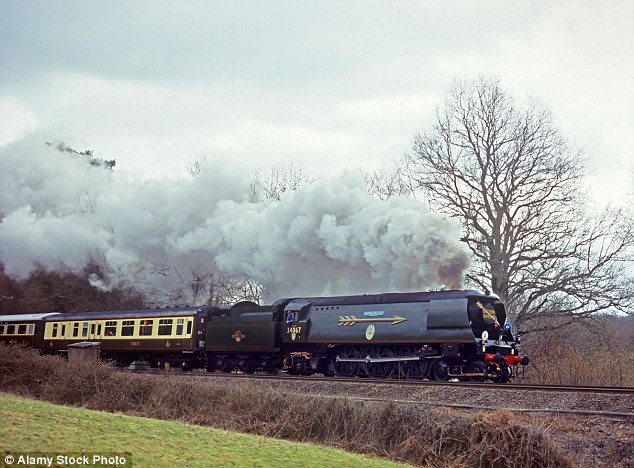 The report revealed that the Tangmere steam train (pictured) was seconds away from hitting the First Great Western passenger service because the driver missed the signal which meant he was unable to stop in time